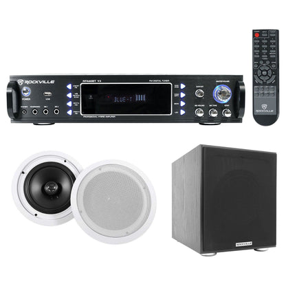 RPA60BT Home Theater Bluetooth Receiver+(2) 8" In-Ceiling Speakers+Sub