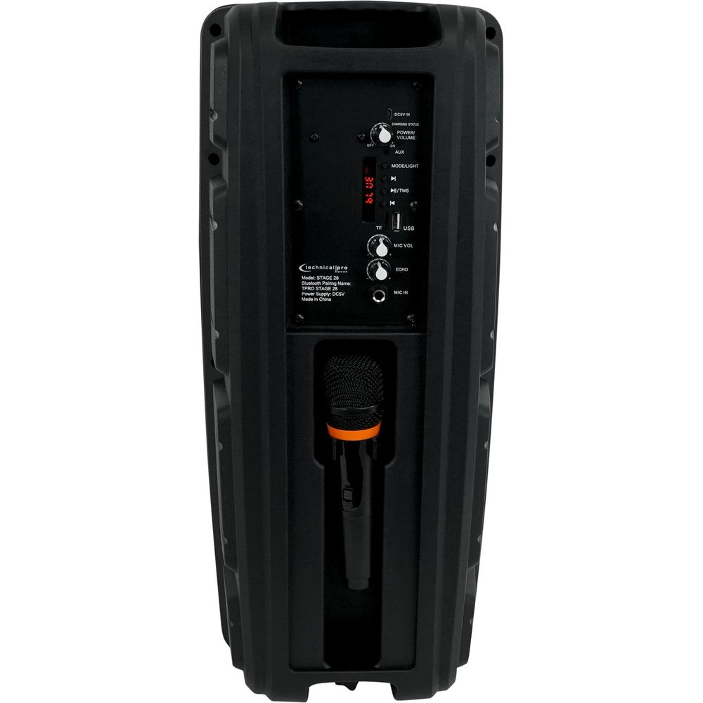 (2) STAGE28 Dual 8" Wireless Linking Rechargeable LED Speakers w/Stands & Mics