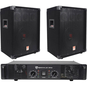 (2) Rockville RSG10 Single 10" 400W PA Speakers+Rockville RPA5 Amplifier DJ Amp
