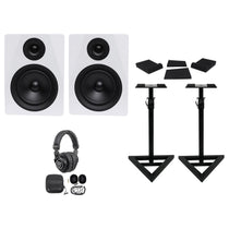DPM5W 5.25" 300W Dual Powered Studio Monitors+Stands+Pads+Headphones