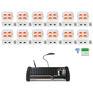 12 Rockville BEST PAR 50 Battery Wash Lights Wireless DMX+384 Channel Controller