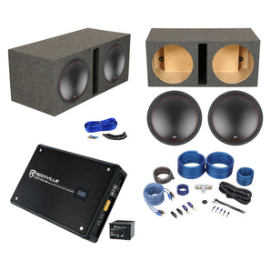 (2) MTX 5515-44 15" 1600w Car Subwoofers+Vented Sub Box+Mono Amplifier+Amp Kit