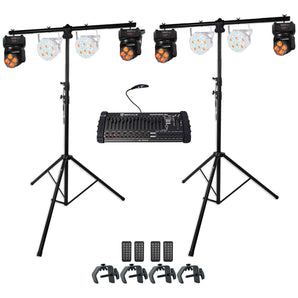 2) Rockville Tripod Stands+4) Moving Heads+4) Wash Par Can Lights+ DMX Controller