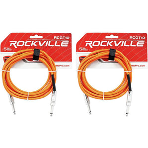 2 Rockville RCGT10O 10'  1/4" TS to 1/4'' TS Guitar/Instrument Cable