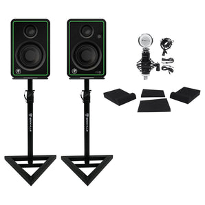 (2) Mackie CR3-XBT 3" Studio Monitors w/ Bluetooth+Microphone+Stands+Foam Pads