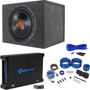 Memphis Audio MJP1544 15" 1500w MOJO Subwoofer+Sealed Box+Mono Amplifier+Amp Kit