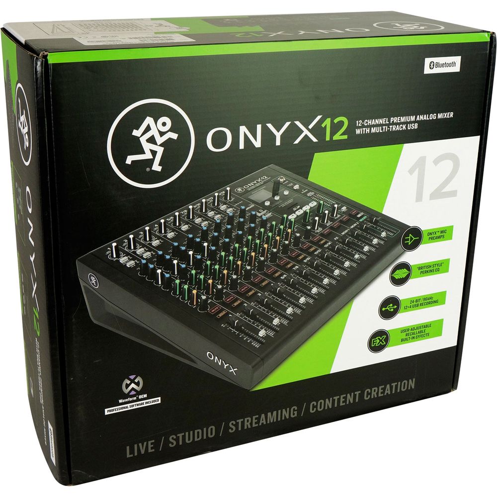 Mackie ONYX12 12-Channel Analog Mixer w/ Multi-Track USB/3-Band EQ+Bluetooth