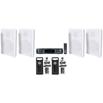 RPA60BT Bluetooth Karaoke Receiver Amplifier + (4) Wall Speakers + Mics