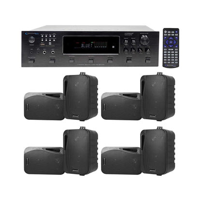 H12X500UBT 6-Zone Receiver & 4x HP4S-8 Black 4" Speaker Bundle