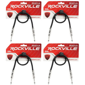 4 Rockville RCGT1.5B 1.5'  1/4" TS to 1/4'' TS Guitar/Instrument Cable