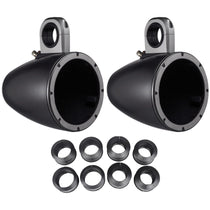 Pair 8" Black Marine Wakeboard Tower Enclosures with Adapter Pack