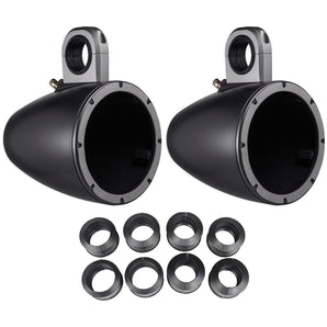 Pair Kicker 43KMTES8B Black Marine 8" Wakeboard Tower Enclosures+Adapters KMTES8