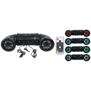 Rockville RATV80L Bluetooth Dual 8" Powered 600w ATV/UTV/Marine Speaker w/LED