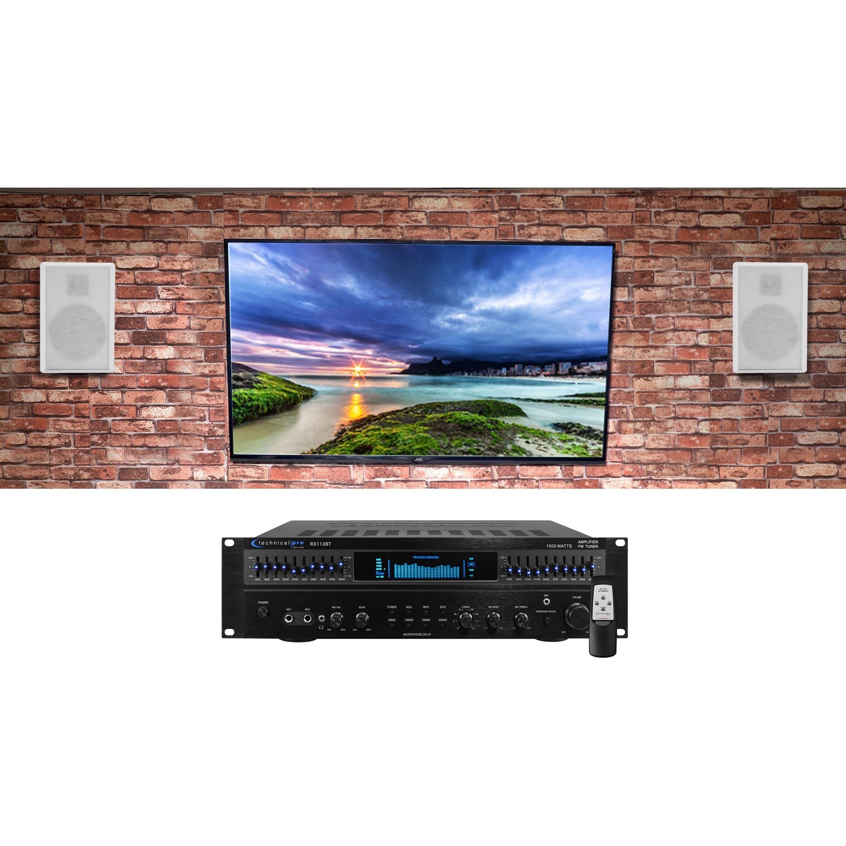 Technical Pro RX113 1500w Home Theater Amplifier Receiver+5.25" White ...