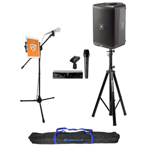 JBL EON ONE COMPACT Rechargeable 8" Karaoke Machine System Bundle with Stands & Wireless Mic
