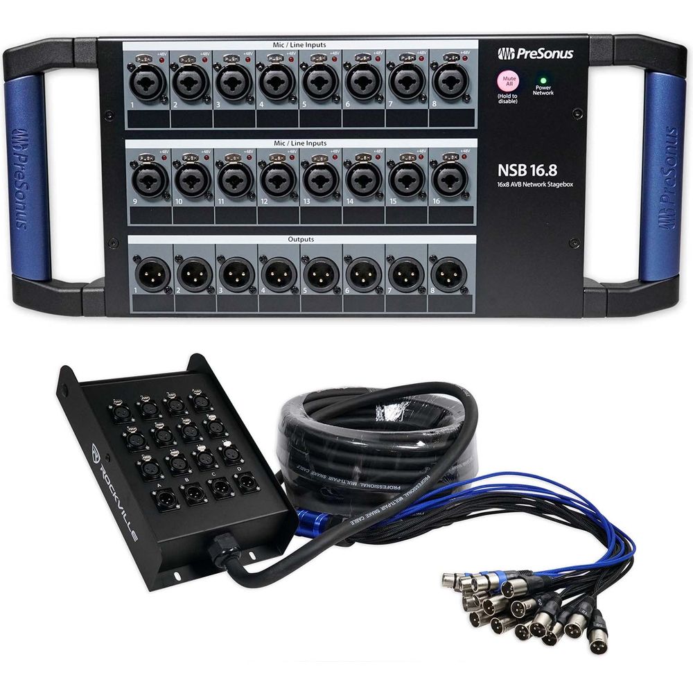 NSB 16.8 AVB Stage Box with 16-Channel Snake Cable