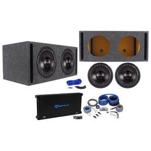 (2) American Bass XFL-1222 2000w 12" Subwoofers+Vented Sub Box+Amplifier+Amp Kit