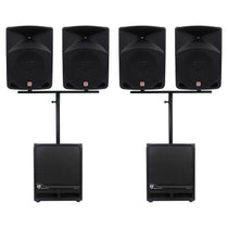 (4) RPG10 10" Active DJ PA Speakers+Mounts+(2) 12" Powered Subwoofers