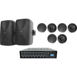 Rockville ROCK MATRIX Multi Room Home Receiver+6) Ceiling+2) Black Wall Speakers