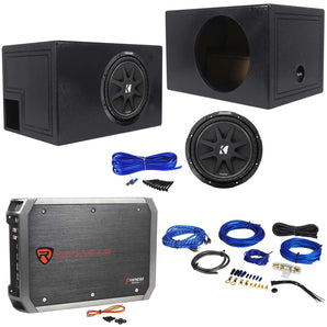 KICKER 43C124 Comp 12" 300 Watt Car Subwoofer+Amplifier+Amp Kit+Vented Sub Box