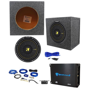 KICKER 44CWCS104 CompC 10" 500w Subwoofer+Sealed Sub Box+Mono Amplifier+Amp Kit