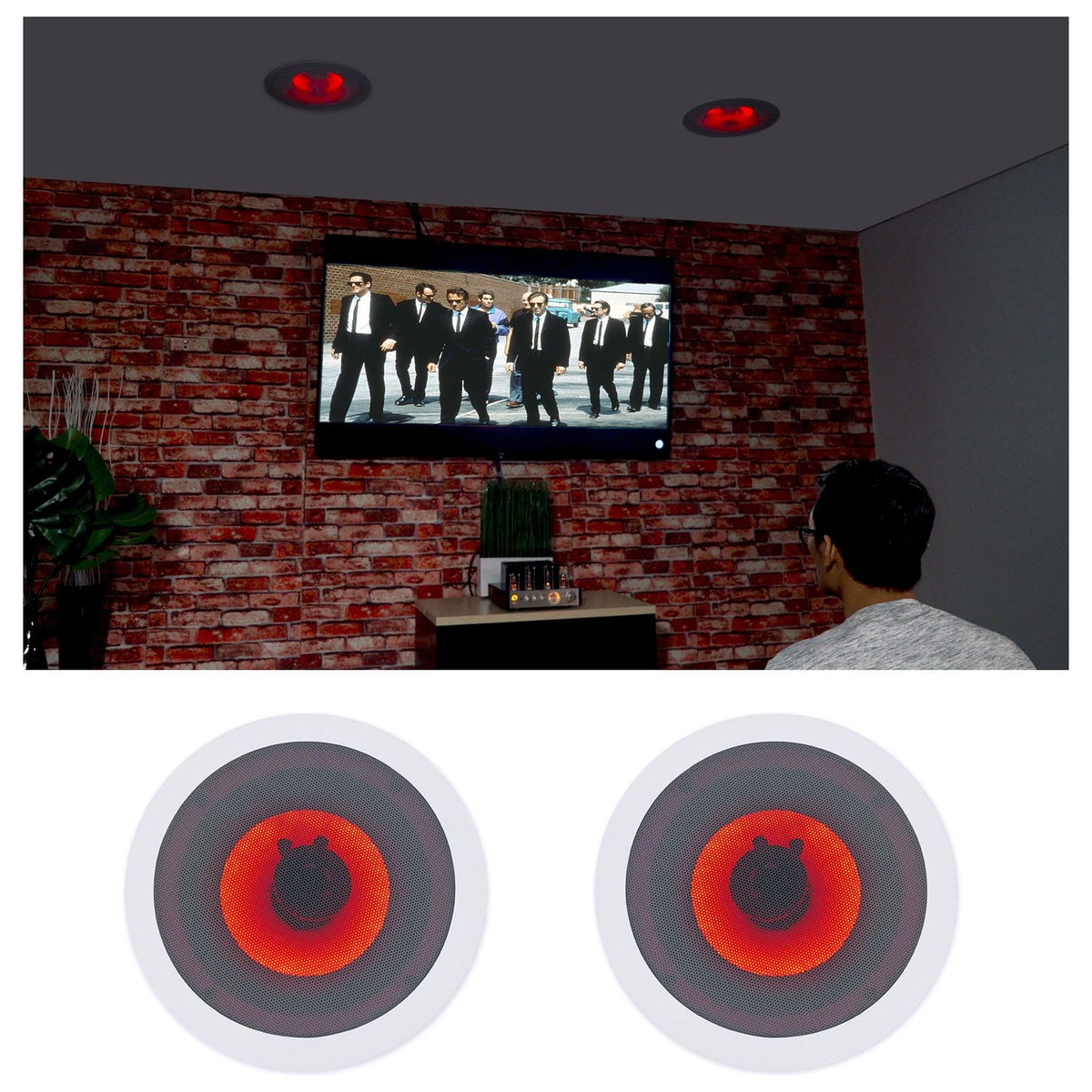 BluTube Amplifier/Home Theater Receiver + (2) 6.5" LED Ceiling Speakers
