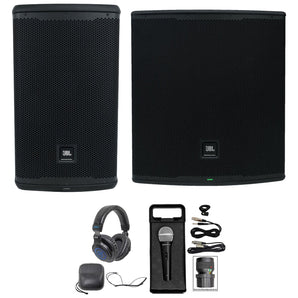 JBL EON710 10" DJ PA Speaker w/Bluetooth+EON718S 18" Subwoofer+Mic+Headphones