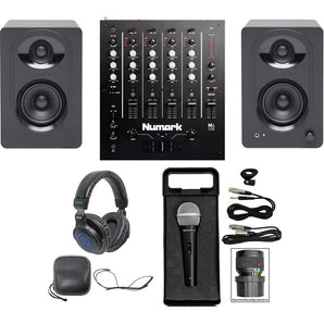 Home DJ Package w/Numark Mixer/Interface+Headphones+Microphone+Monitors