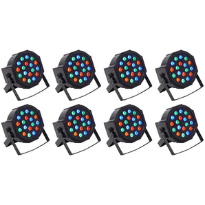 (8) Rockville RockPAR50 LED RGB Compact Par Can DJ/Club DMX Wash Lights