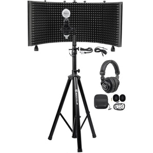 Rockville Recording Studio Microphone+Isolation Shield+Headphones+Tripod Stand