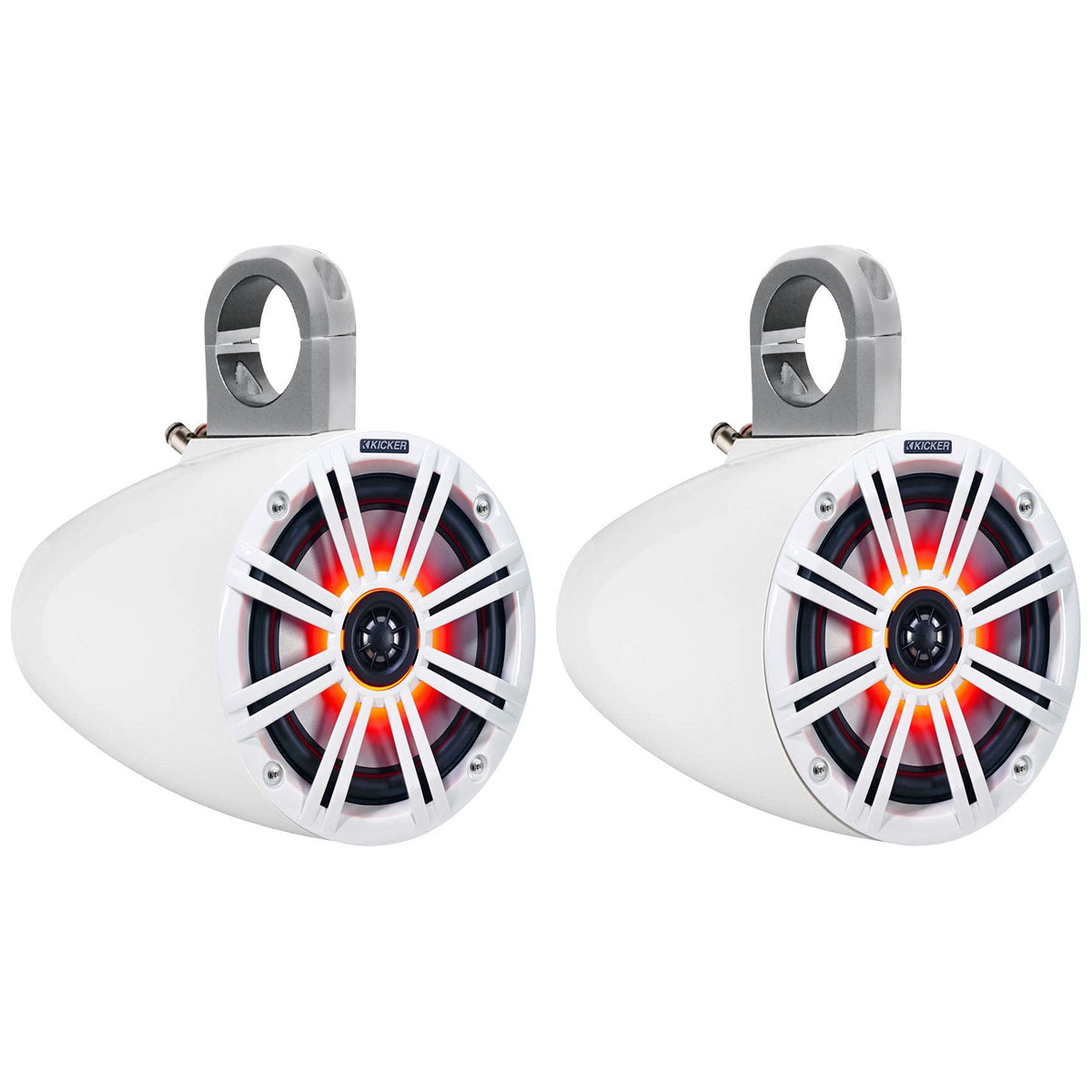 KM654L 6.5" Marine LED Speakers + White Wakeboard Tower Enclosures