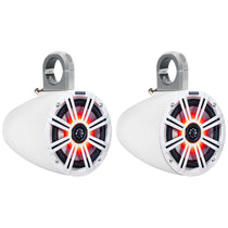 KM654L 6.5" Marine LED Speakers + White Wakeboard Tower Enclosures