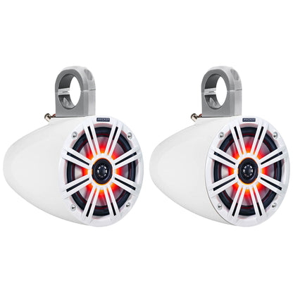 KM654L 6.5" Marine LED Speakers + White Wakeboard Tower Enclosures