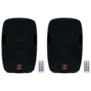 (2) Rockville BPA15 15" Professional Powered 800 Watt DJ PA Speakers w Bluetooth