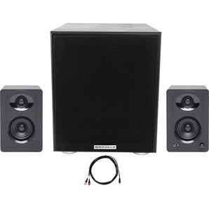 (2) SAMSON M30 3" Powered Studio/Computer/Podcast Monitors Speakers+8" Subwoofer