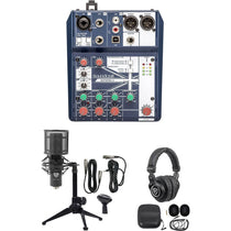 Podcasting Recording Bundle With Mixer, Headphones, Mic, Tripod Stand