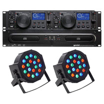 Gemini CDX-2250i DJ Dual Two Deck CD/MP3 Media Player+(2) Par Wash Up-Lights
