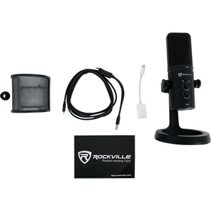 Rockville ROCK-STREAM PRO Gaming Streaming Recording USB Microphone+Vocal Shield
