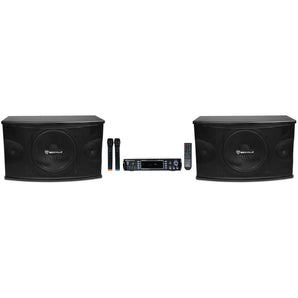 Rockville RPA70WBT Bluetooth Karaoke Amplifier/Mixer+(2) Mics+(2) 10" Speakers