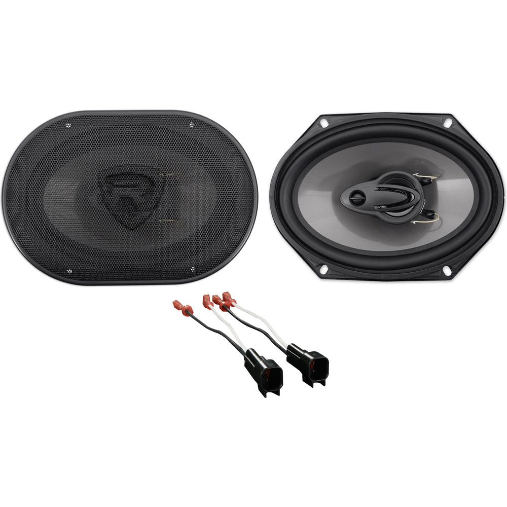 RV68.3A 6x8 Car Speakers 2-Pack + Ford Speaker Harness Bundle