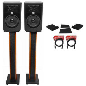 (2) JBL 305P MkII 5" Studio Monitors+36" Stands+Isolation Pads+XLR Cables
