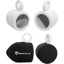 MAC65W White 6.5" Tower Speaker Pods 2-Pack + RWBC Neoprene Covers Bundle