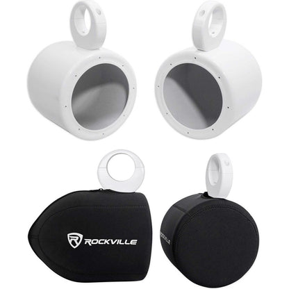 MAC65W White 6.5" Tower Speaker Pods 2-Pack + RWBC Neoprene Covers Bundle