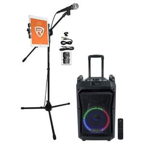 Rockville RockNGo 800 Karaoke Machine System w/ LED's+Wheels+Mic/Tablet Stand