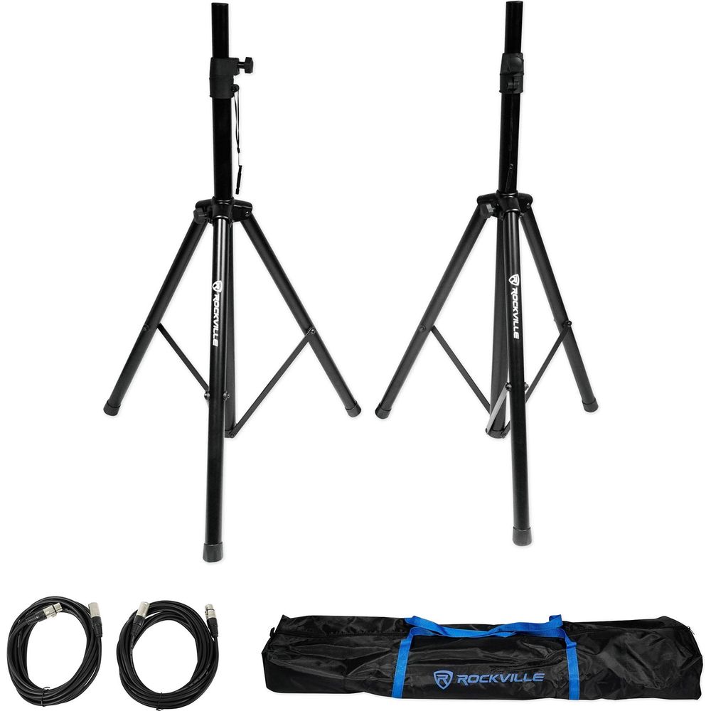 (2) SRT215 1600W 15in PA Speaker Bundle with Mixer, Stands & Headphones