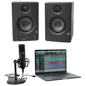 Pair Presonus Eris E3.5 3.5" Studio Monitors+USB Microphone w/Interface+Stand