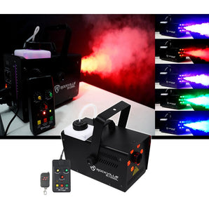 Rockville R1200L Smoke Machine Scary Haunted House Fog LED Strobe Effect+Remotes