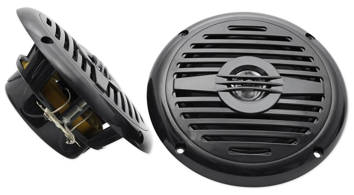 KICKER KMC3 Gauge Hole Digital Media Bluetooth Receiver+(2) 5.25" Black Speakers