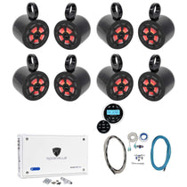 RKL65MBW 6.5" LED Marine Speakers 8-Pack + MAC65B Tower Pods Bundle