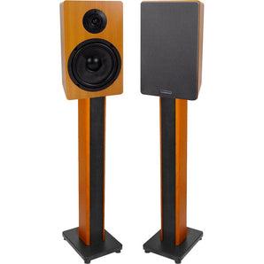 (2) Rockville RockShelf 64C Wood 6.5" Home Bookshelf Speakers+36" Wood Stands
